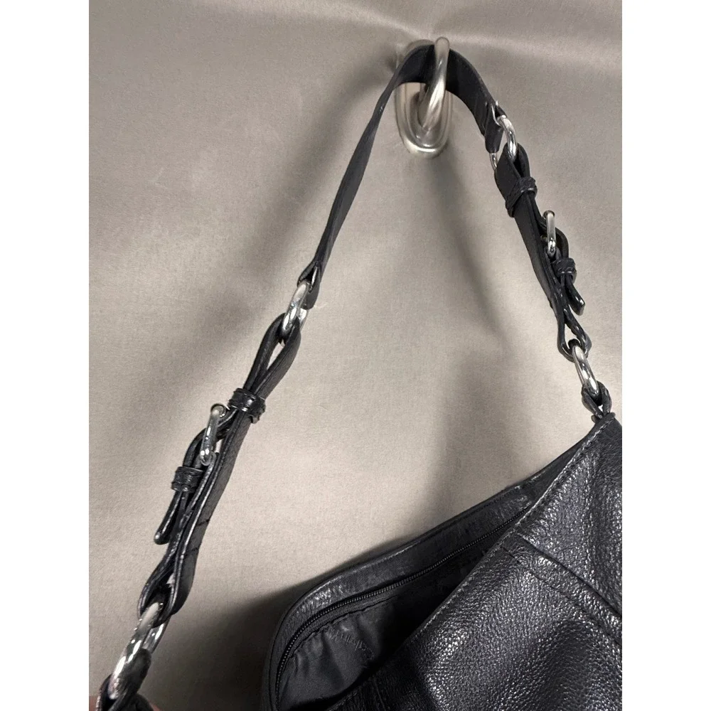 Calvin Klein Hobo Bag Women Large Black Pebbled Leather Shoulder H2JCA948